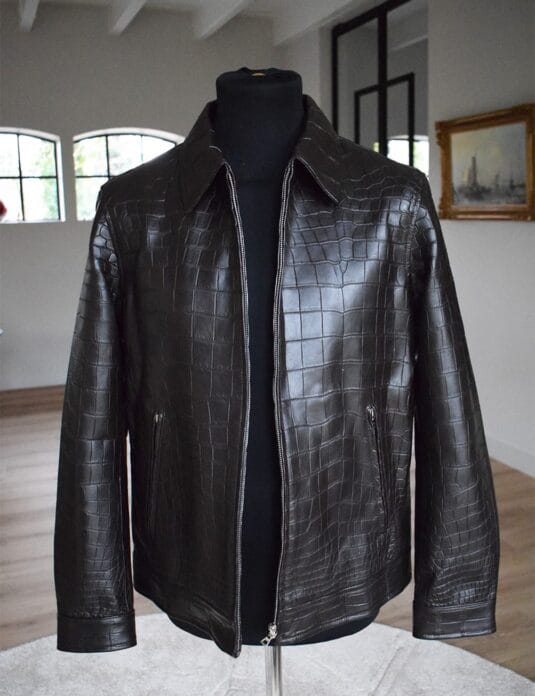 brown crocodile jacket front