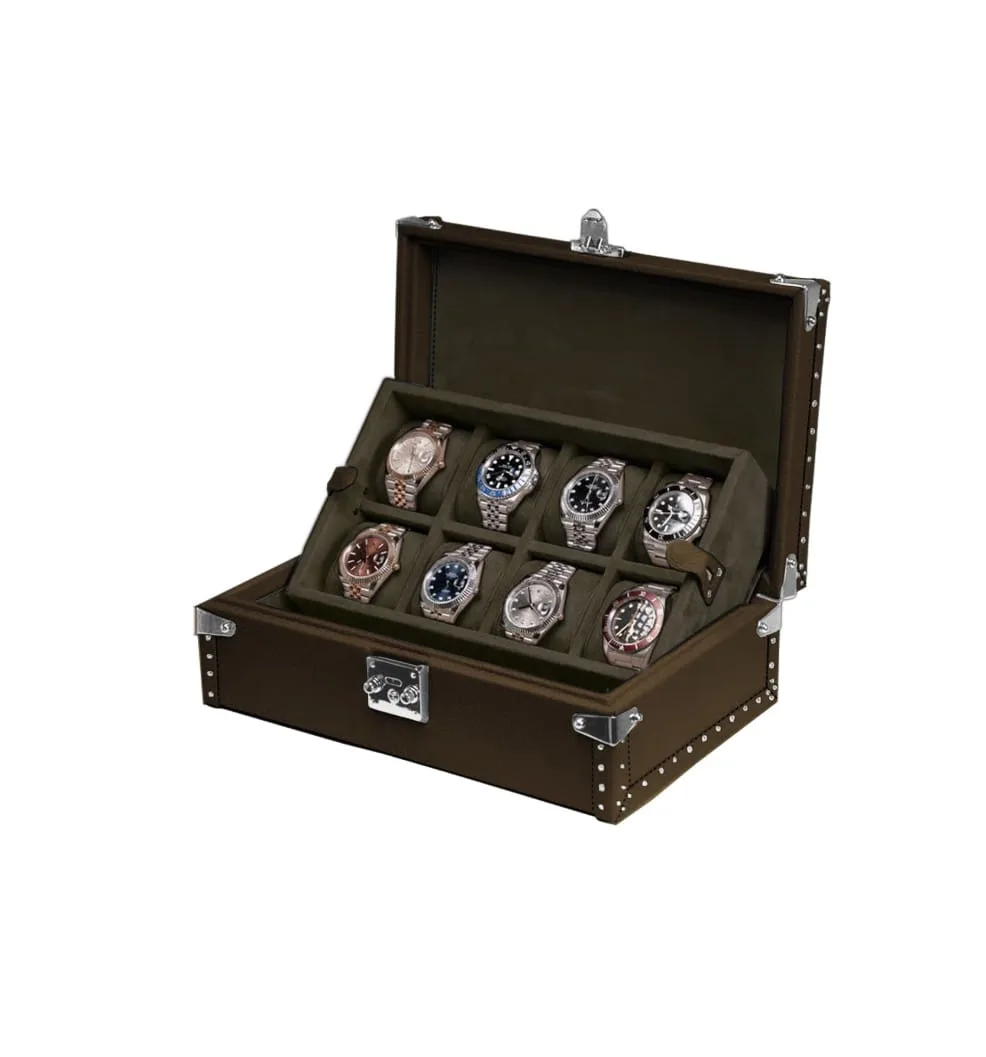 brown leather watch box