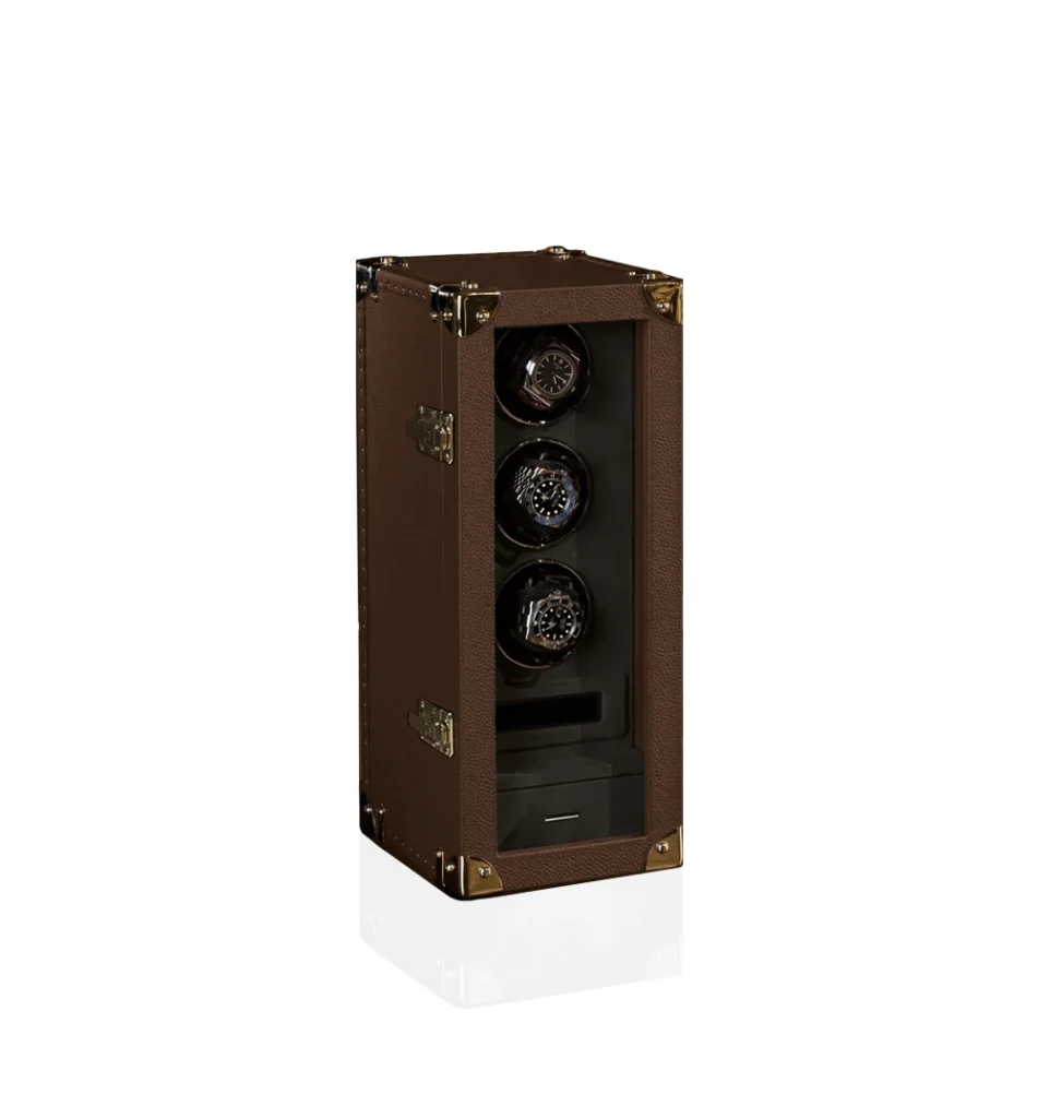 brown leather watch winder 3pcs