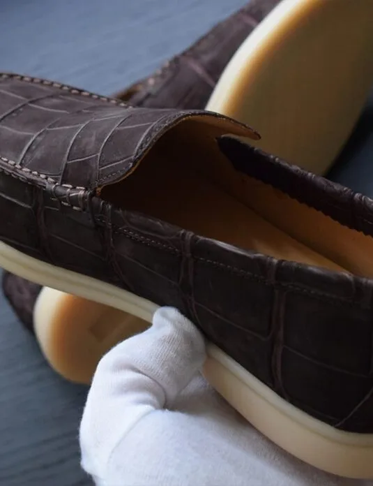 brown nubuck crocodile shoes summer walk side1