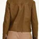 brown ostrich leather ladies jacket back