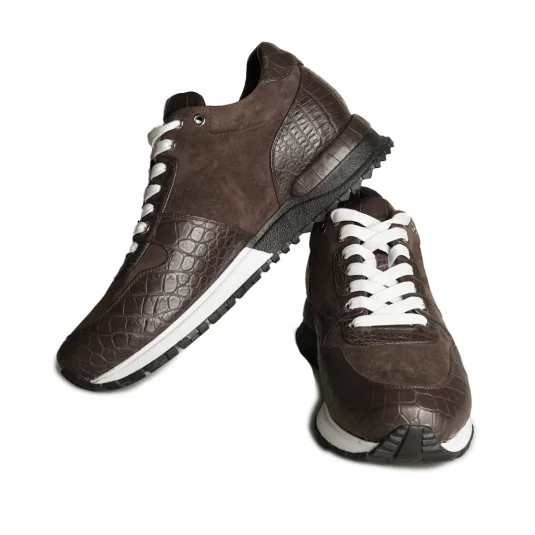 brown leather sneakers crocodile