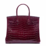 Burgundy crocodile lv hanbag birkin design