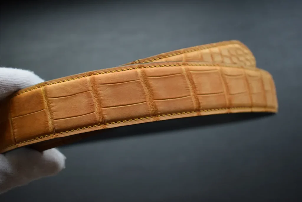 cognac nubuck crocodile belt 2