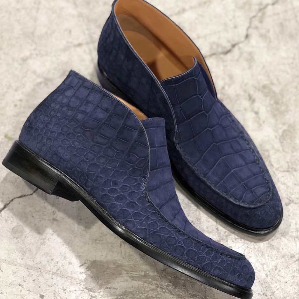 Blaue Krokodilleder-Loro-Piana-Schuh