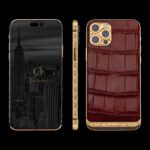 آيفون 14 برو مخصص بذهب 24 قيراط - تمساح أحمر 1