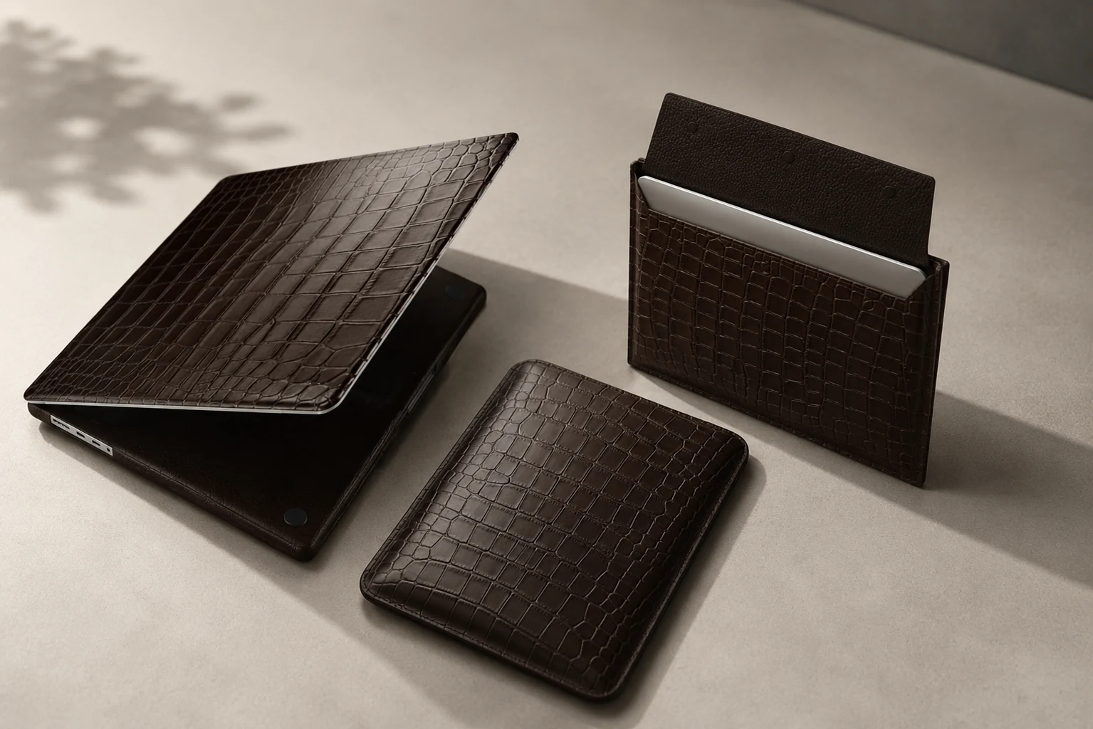 Custom leather MacBook case handcrafted by OJ Exclusive