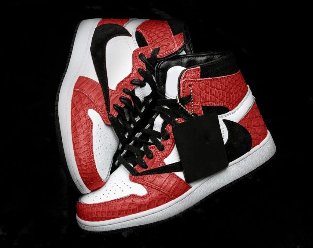 custom nike jordan red python