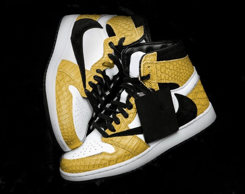 custom nike jordan yellow python