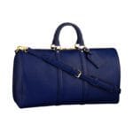 dark blue leather duffle bag weekender