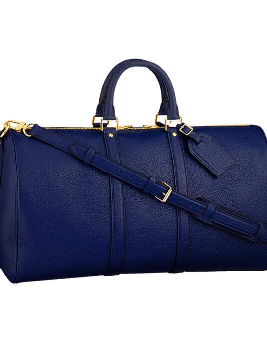 dark blue leather duffle bag weekender