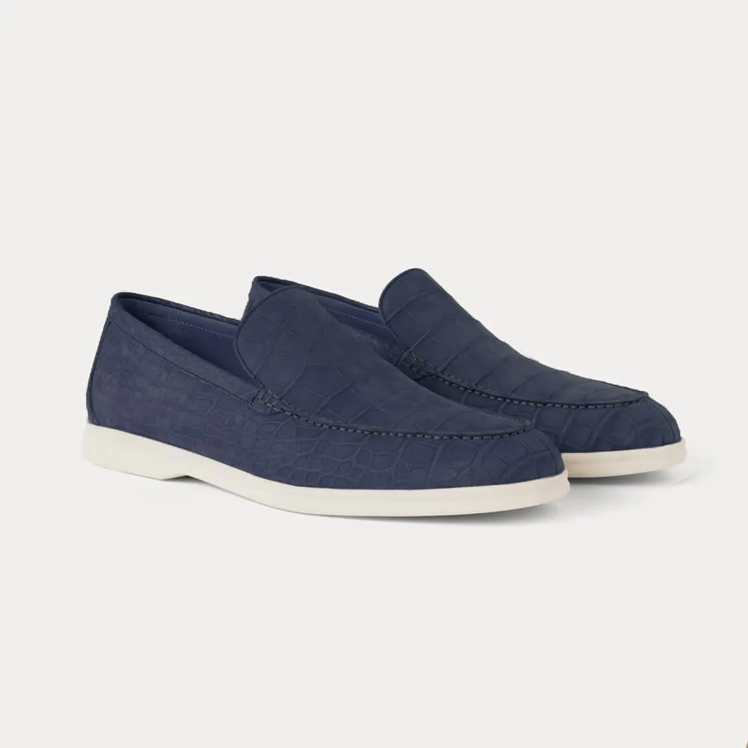 dark blue nubuck crocodile summer walk