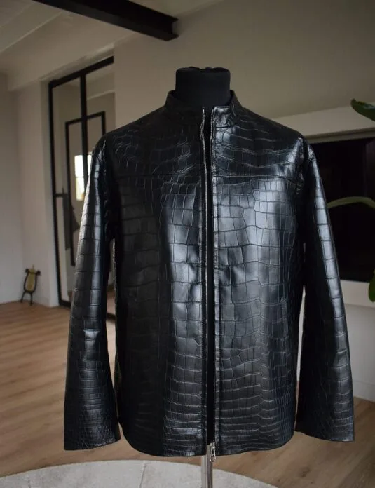 front black crocodile jacket