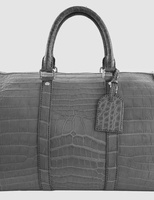genuine grey crocodile duffle bag lv design