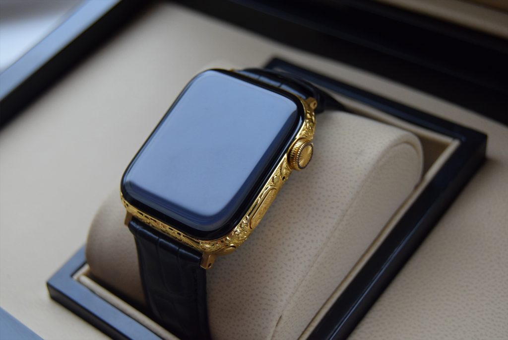 Gold apple watch 6 black straps 23