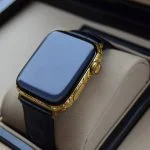 Gold apple watch 6 black straps 23
