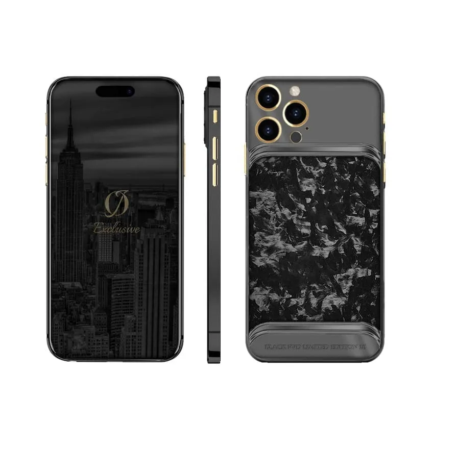goldenes schwarzes iphone 15 pro max infinity forged carbon