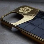 Gold case 12 pro max black crocodile 1