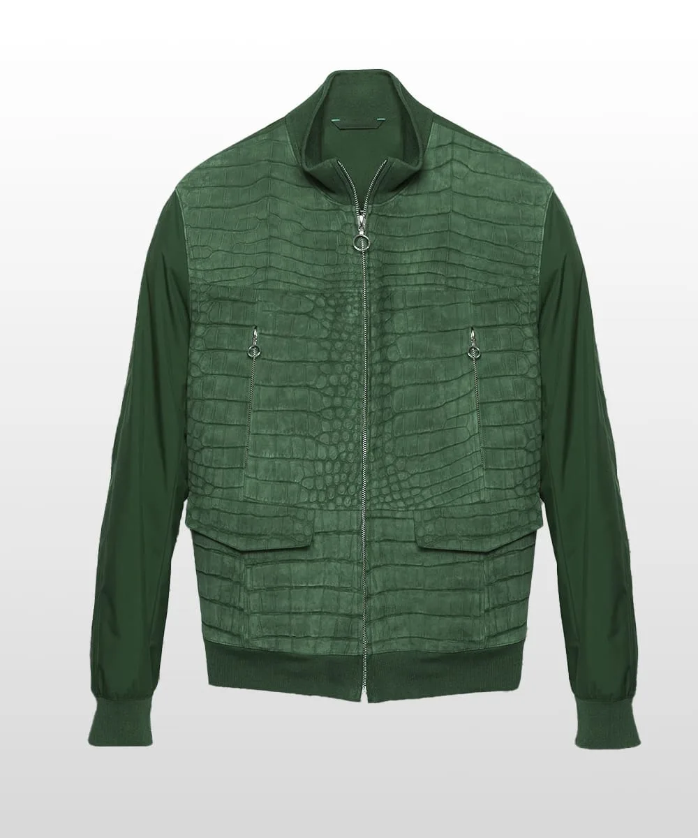 green nubuck bomber jacket polyester
