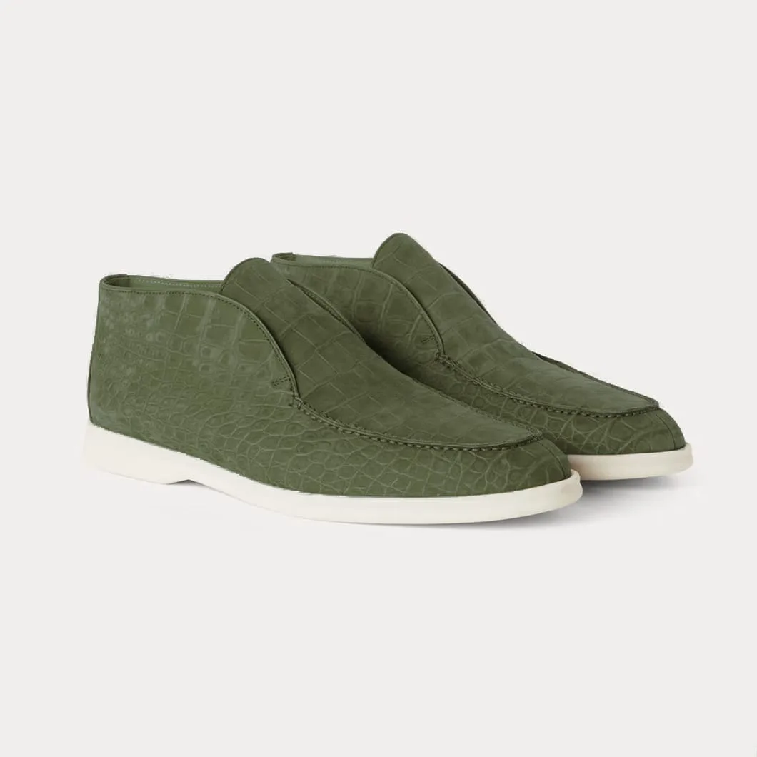 a*読様 WILD SWANS 2025 NUBUCK CROCODILE MI Belvedere Mens Brown Genuine Hornback Top Crocodile Skin Sneaker