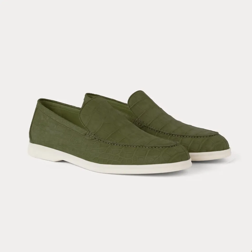 green nubuck crocodile summer walk