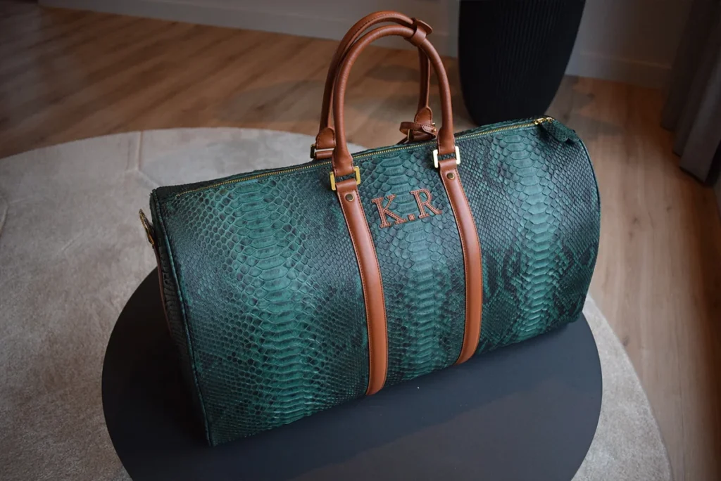 green python duffle bag front