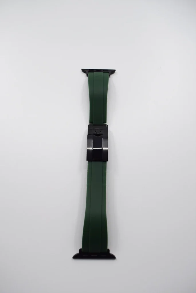 green rolex apple watch band black hardware front