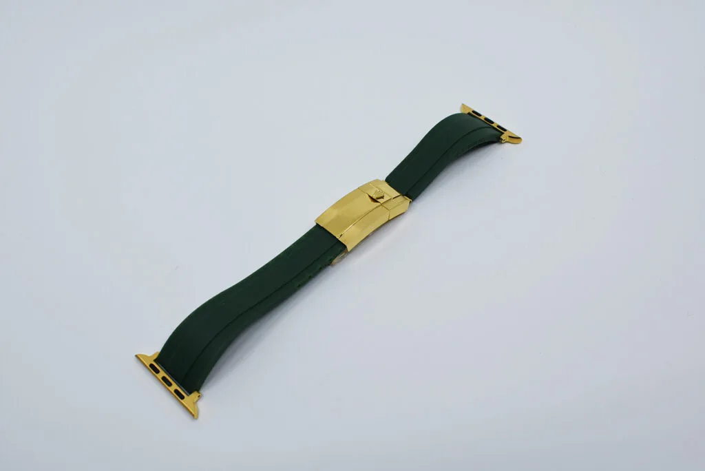 cintura verde Rolex per Apple Watch con cinturino in oro