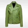 Green Leather Ladies Jacket Crocodile
