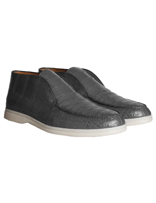 grey crocodile shoes open walk design
