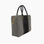 graue Leder-Aktentasche mit schwarzer Krokodilprägung