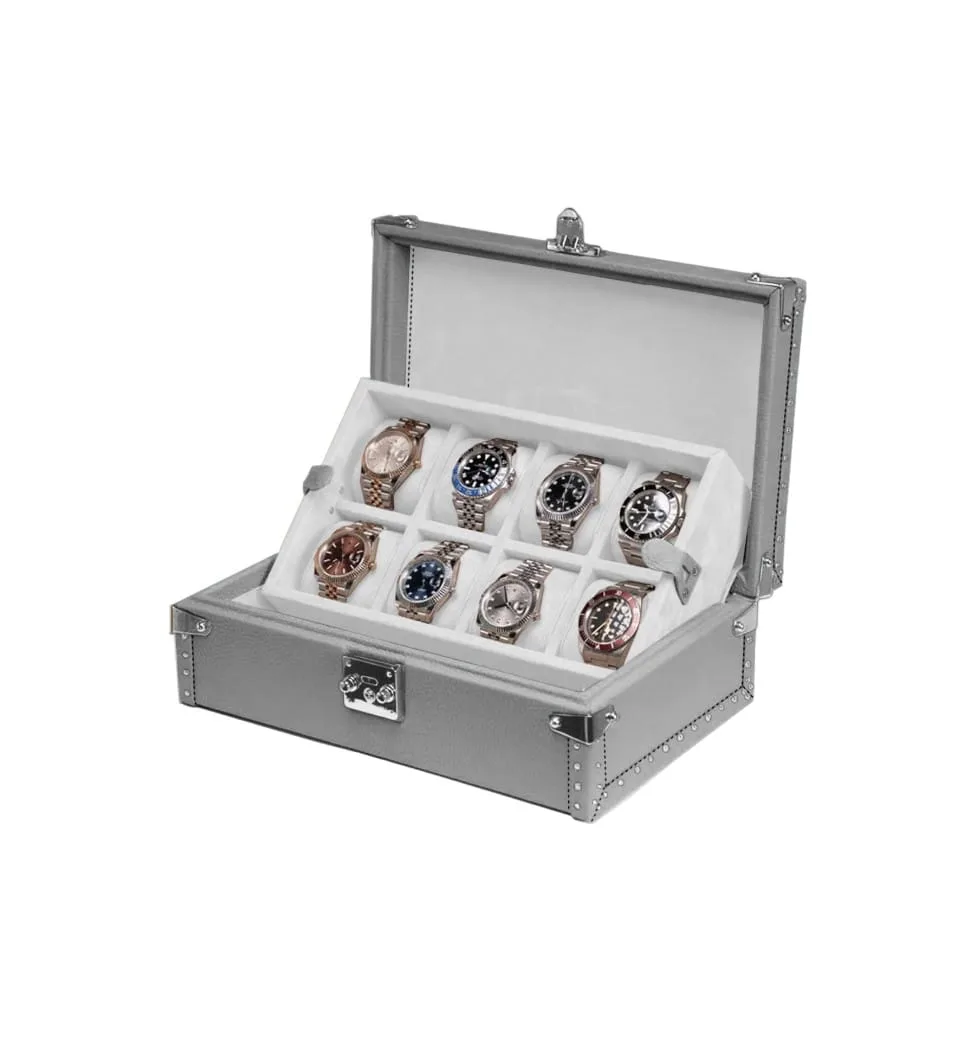 grey leather watch box