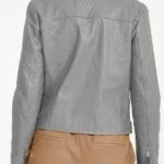 grey ostrich leather ladies jacket back