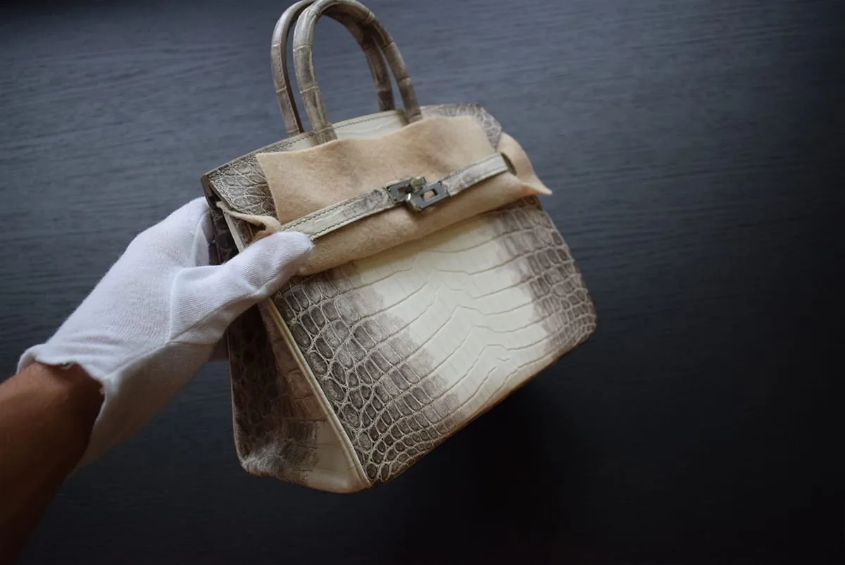 bolso de cocodrilo himalayo kelly frente