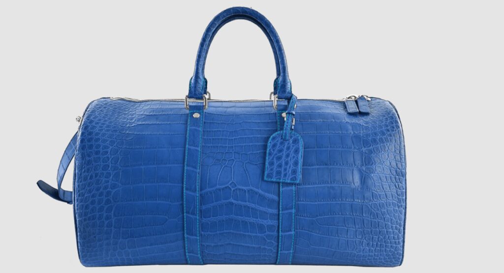 light blue genuine crocodile duffle bag lv design