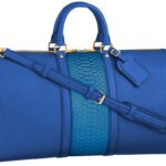light blue leather duffle weekender bag lv design blue python