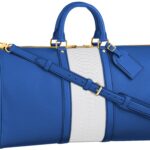 light blue leather duffle weekender bag lv design white python