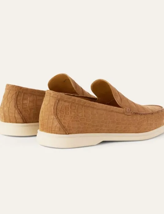 light brown nubuck crocodile summer walk back
