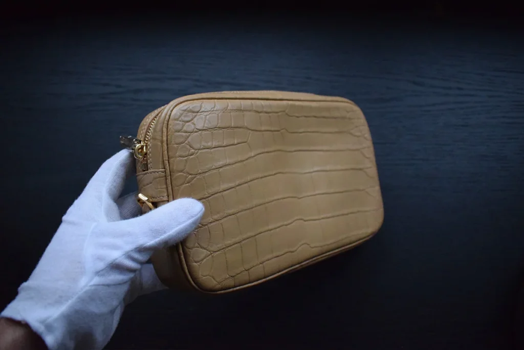 pochette crocodile cognac clair1jpg