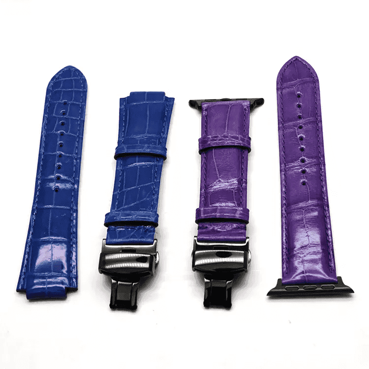 奢华苹果手表鳄鱼皮蓝紫表带