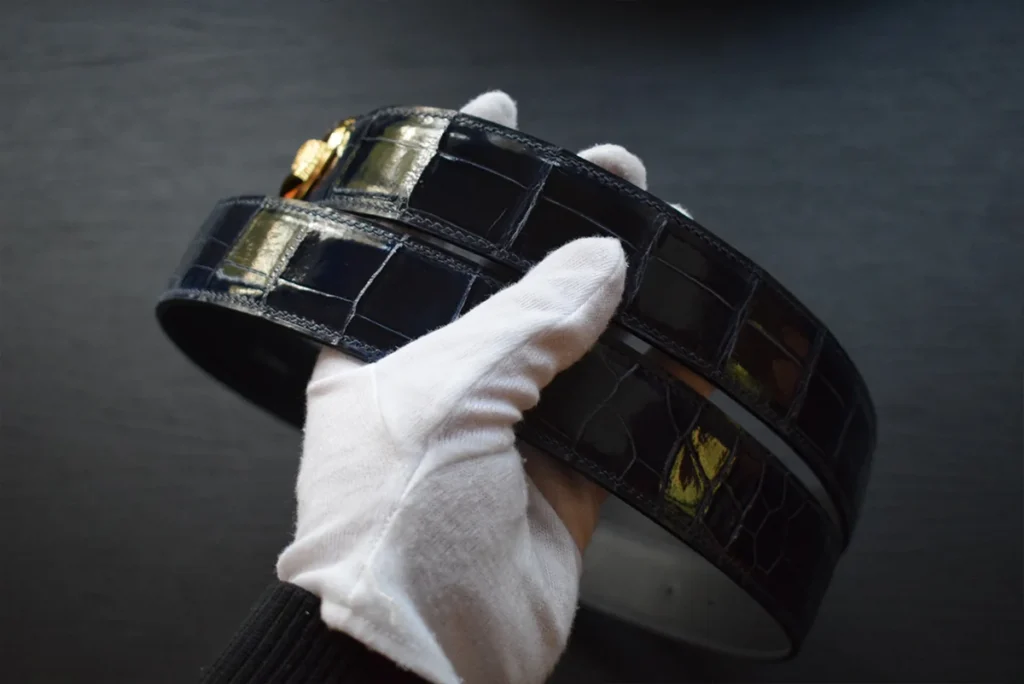 奢华蓝色鳄鱼皮腰带 Stefano Ricci