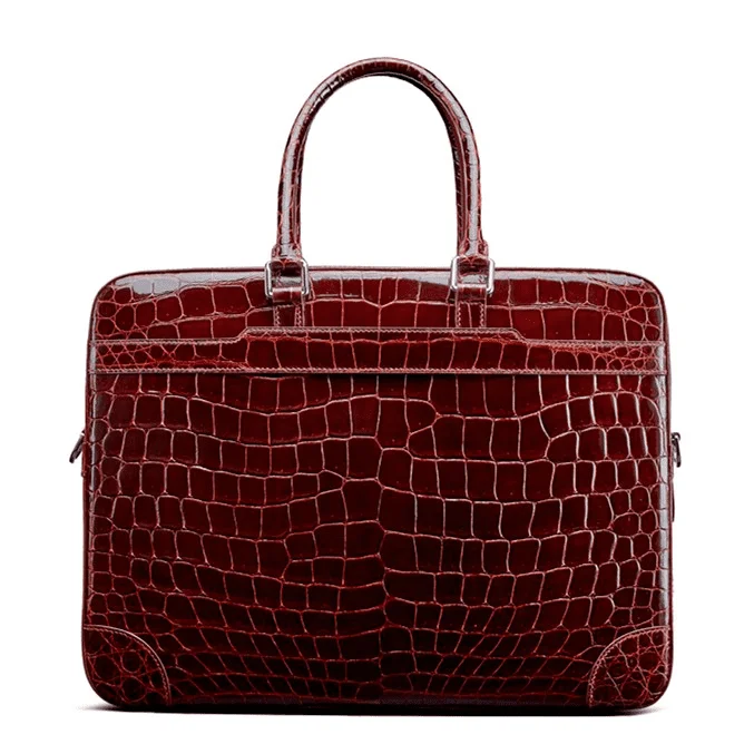 luxury briefcase crocodile brown