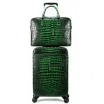Luxury crocodile travel luggage green