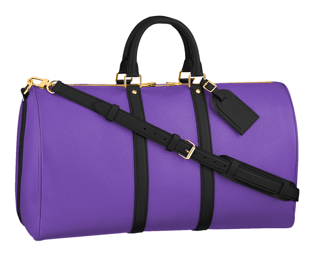 luxury leather duffle bag purple lv