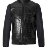 luxury leather jacket with crocodile