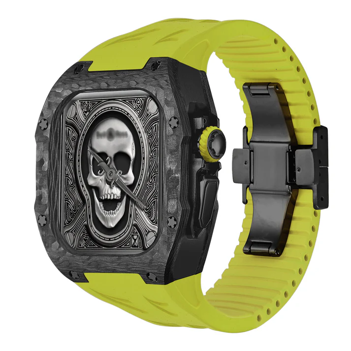 marble carbon apple watch ultra case black green strap