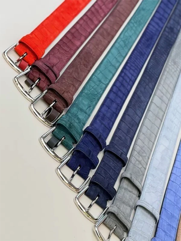 牛巴革鳄鱼皮腰带混搭