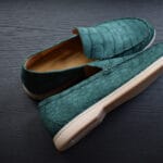 绿色绒面鳄鱼乐福鞋