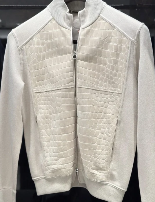 nubuck white crocodile sweater