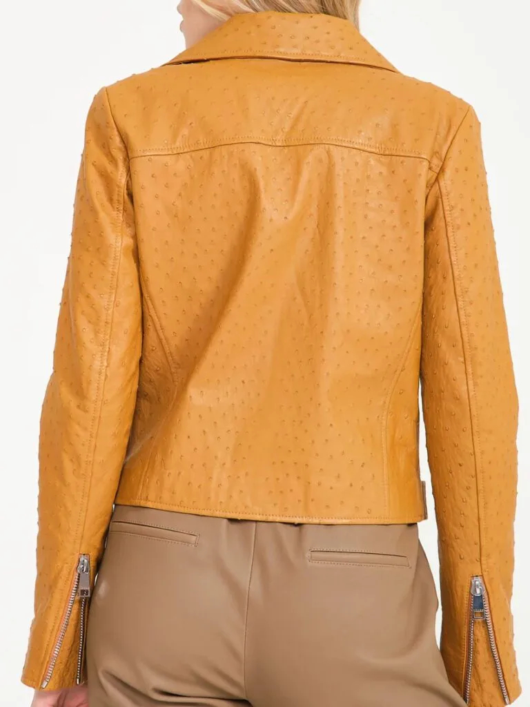 orange ostrich leather ladies jacket orange ostrich leather ladies jacket